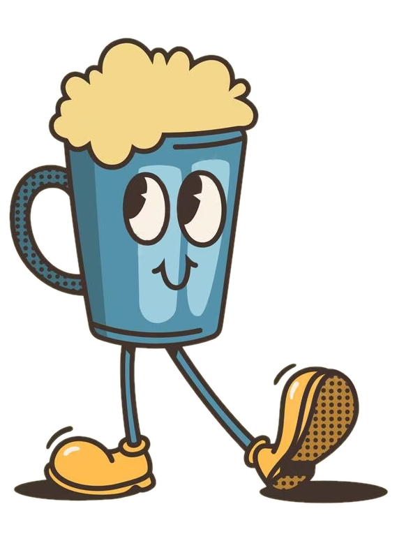 a cartoon drawing of a happy coffee cup