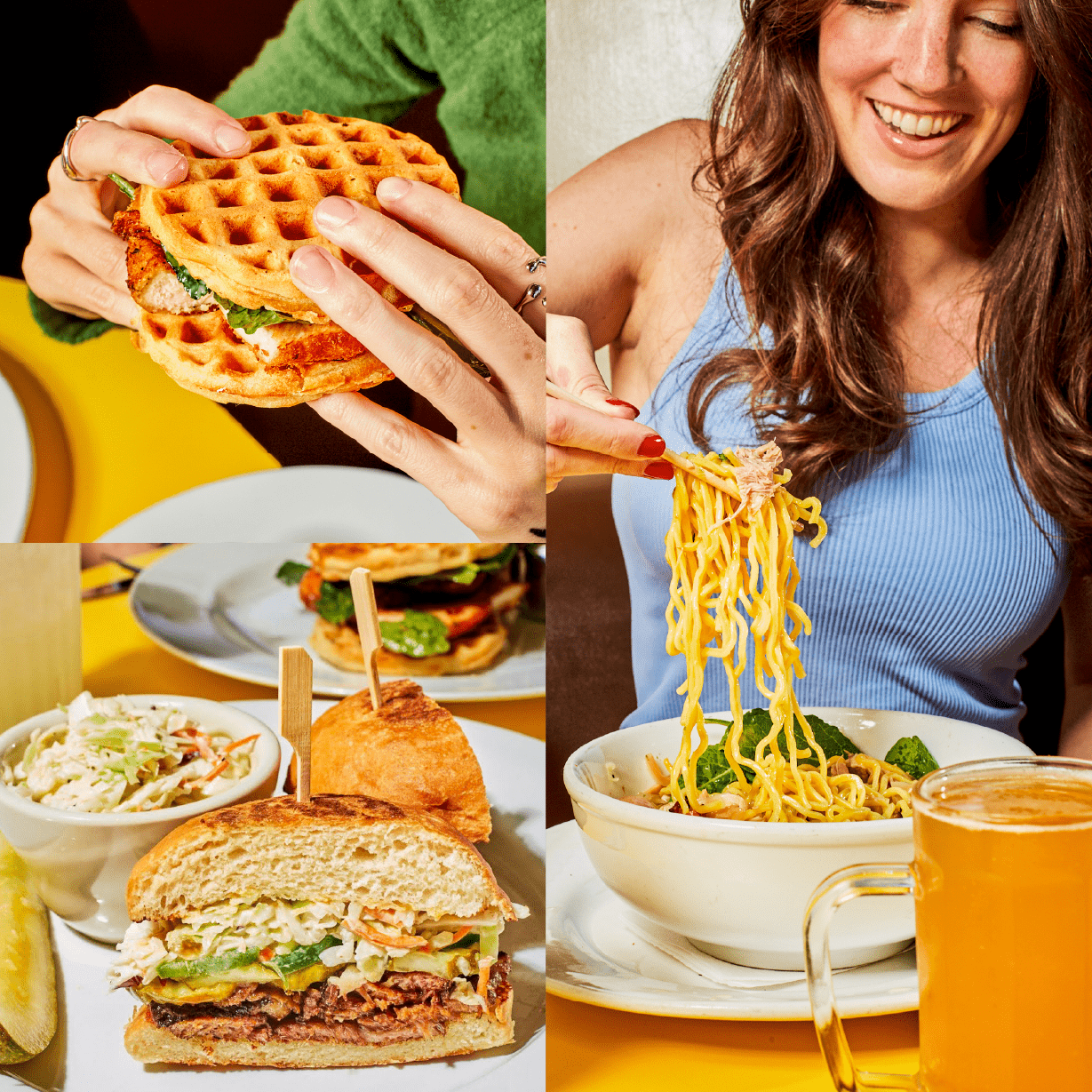 A trio of images showing Fred62's menu options.